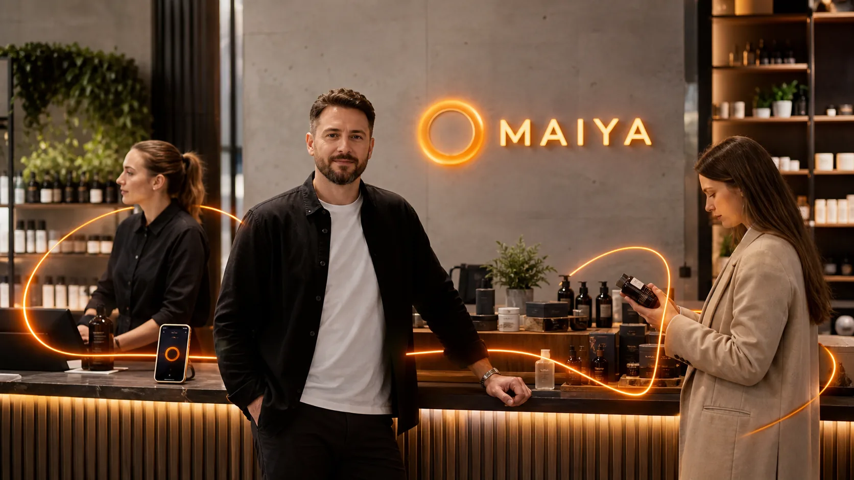 Власник працює з клієнтами, а MAIYA тримає рутину